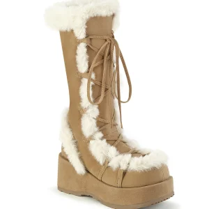 Hot Demonia Cult Cubby-311 Camel Vegan Suede