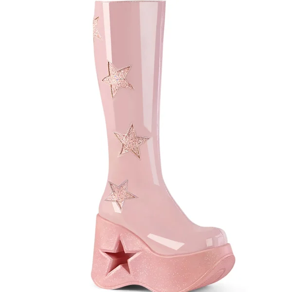 Best Demonia Cult Dynamite-218 Baby Pink Patent-Baby Pink Multi Gliter