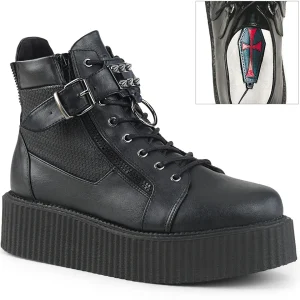 Best Sale Demonia Cult V-Creeper-566 Black Vegan Leather